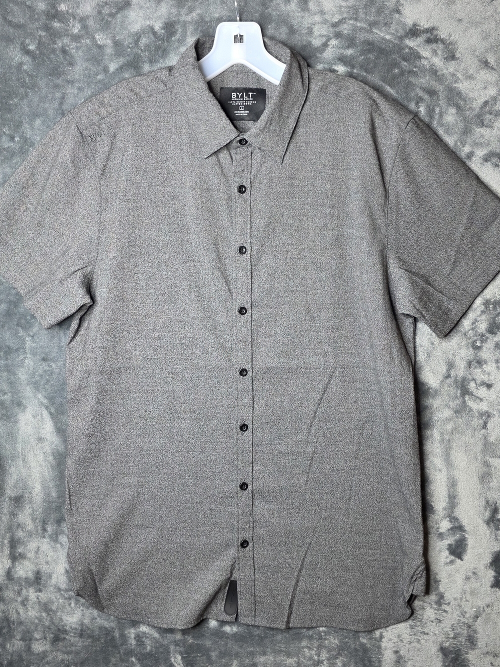 BYLT Vista Stretch Short Sleeve Button Down Mens Sz L